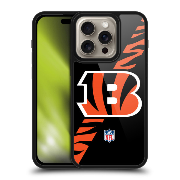NFL Cincinnati Bengals Logo Stripes Gel Armour Case For Apple iPhone 16 Pro