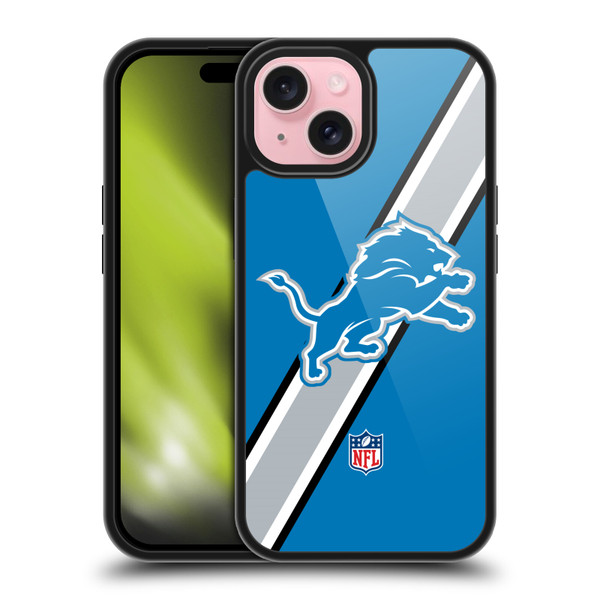 NFL Detroit Lions Logo Stripes Gel Armour Case For Apple iPhone 15