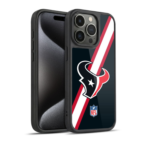 NFL Houston Texans Logo Stripes Gel Armour Case For Apple iPhone 15 Pro