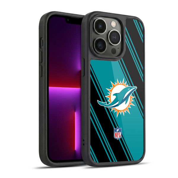 NFL Miami Dolphins Artwork Stripes Gel Armour Case For Apple iPhone 13 Pro