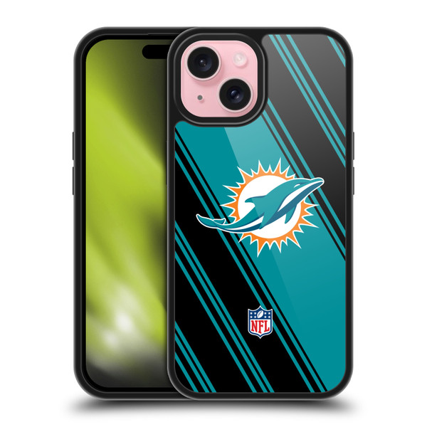 NFL Miami Dolphins Artwork Stripes Gel Armour Case For Apple iPhone 15
