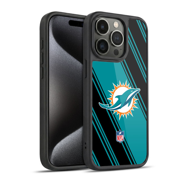 NFL Miami Dolphins Artwork Stripes Gel Armour Case For Apple iPhone 15 Pro