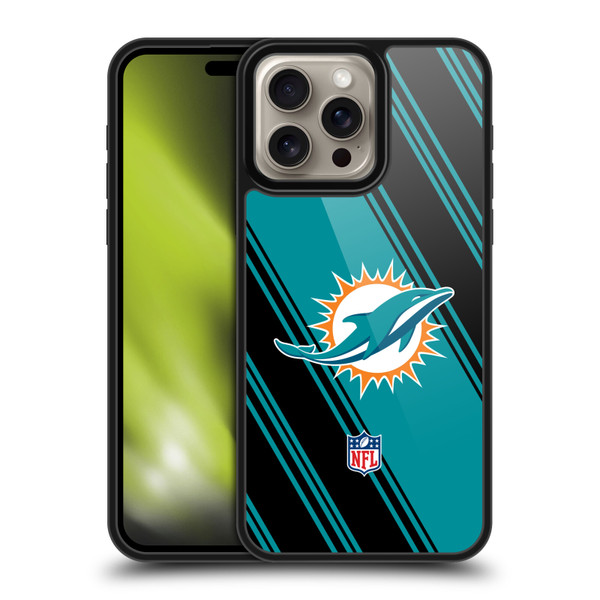 NFL Miami Dolphins Artwork Stripes Gel Armour Case For Apple iPhone 16 Pro Max