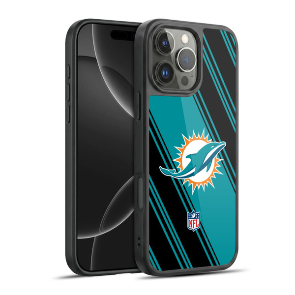 NFL Miami Dolphins Artwork Stripes Gel Armour Case For Apple iPhone 16 Pro Max