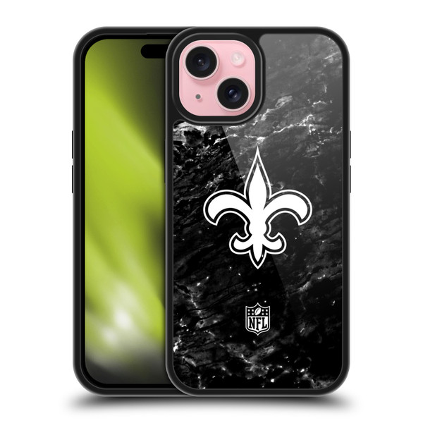 NFL New Orleans Saints Artwork Marble Gel Armour Case For Apple iPhone 15