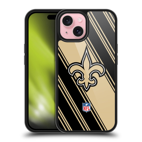 NFL New Orleans Saints Artwork Stripes Gel Armour Case For Apple iPhone 15