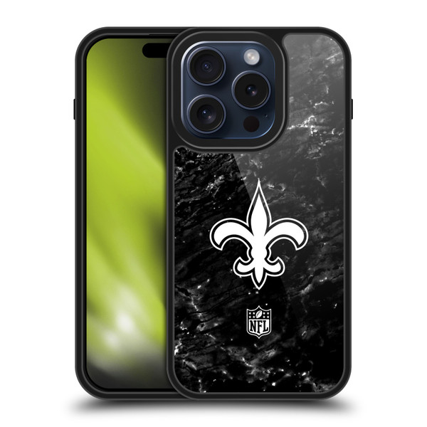 NFL New Orleans Saints Artwork Marble Gel Armour Case For Apple iPhone 15 Pro