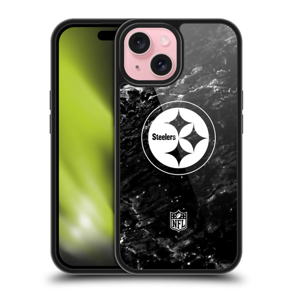 NFL Pittsburgh Steelers Artwork Marble Gel Armour Case For Apple iPhone 15