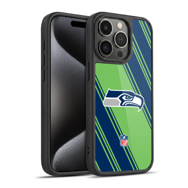 NFL Seattle Seahawks Artwork Stripes Gel Armour Case For Apple iPhone 15 Pro