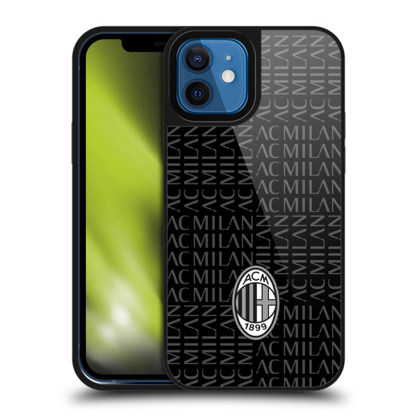AC Milan Crest Patterns Black And Grey Gel Armour Case For Apple iPhone 12 / iPhone 12 Pro