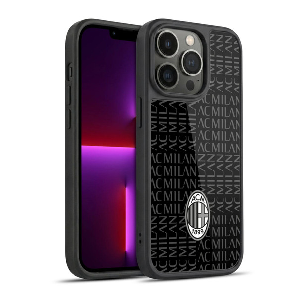 AC Milan Crest Patterns Black And Grey Gel Armour Case For Apple iPhone 13 Pro