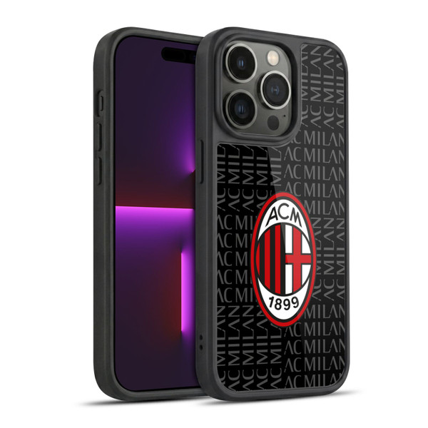 AC Milan Crest Patterns Red And Grey Gel Armour Case For Apple iPhone 14 Pro