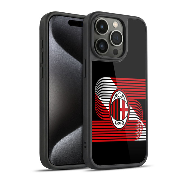 AC Milan Crest Patterns Diagonal Gel Armour Case For Apple iPhone 15 Pro