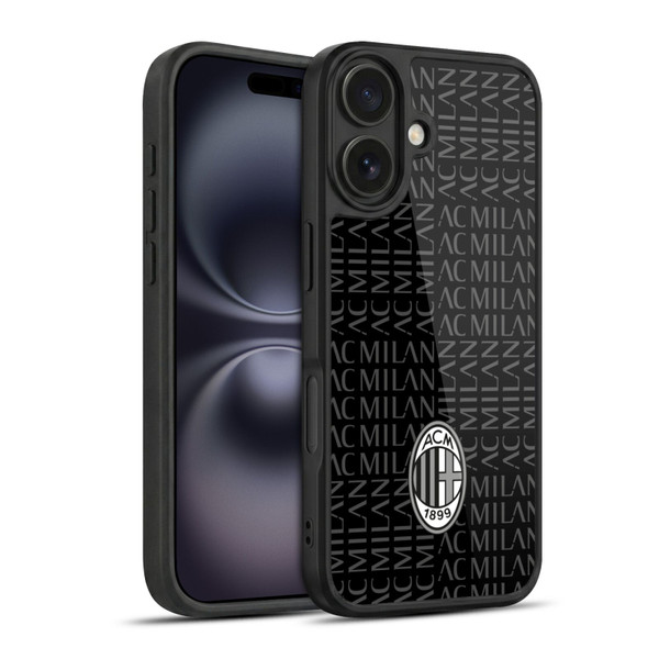 AC Milan Crest Patterns Black And Grey Gel Armour Case For Apple iPhone 16