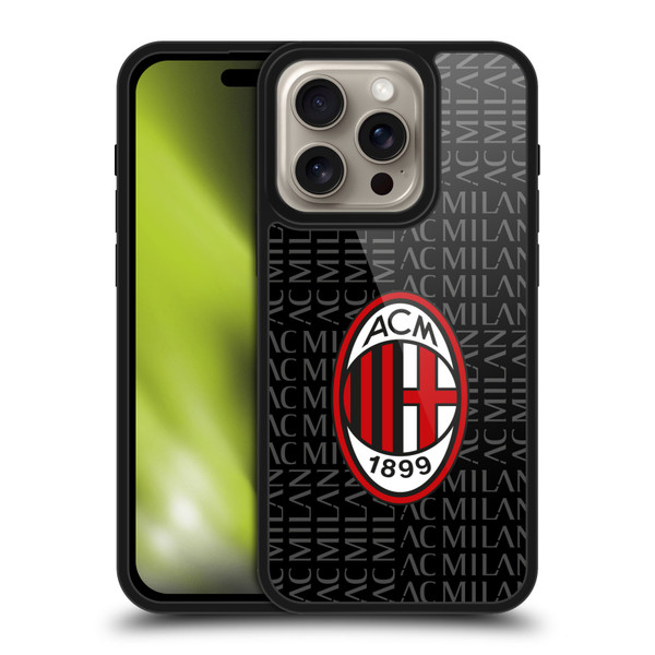 AC Milan Crest Patterns Red And Grey Gel Armour Case For Apple iPhone 16 Pro