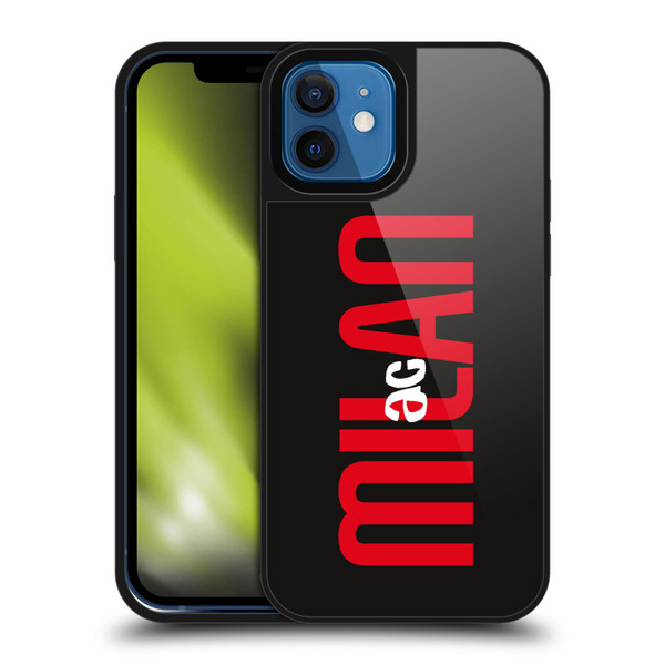 AC Milan Graphics Vertical Typography Gel Armour Case For Apple iPhone 12 / iPhone 12 Pro