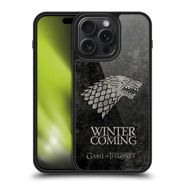 HBO Game of Thrones Dark Distressed Look Sigils Stark Gel Armour Case For Apple iPhone 15 Pro Max