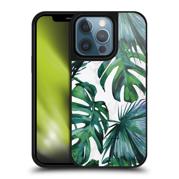 Nature Magick Tropical Palm Leaves On Marble Green Tropics Gel Armour Case For Apple iPhone 13 Pro