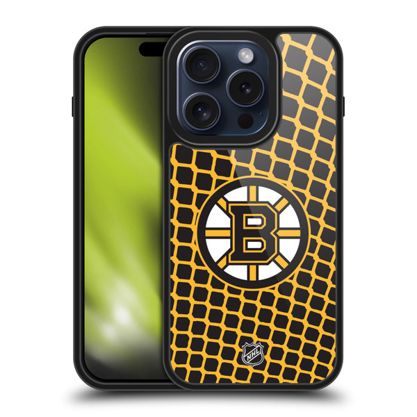 NHL Boston Bruins Net Pattern Gel Armour Case For Apple iPhone 15 Pro
