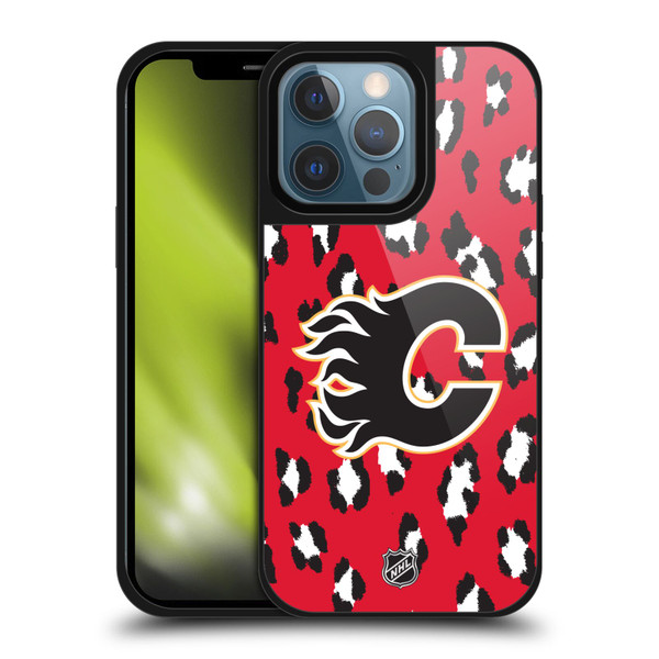 NHL Calgary Flames Leopard Pattern Gel Armour Case For Apple iPhone 13 Pro