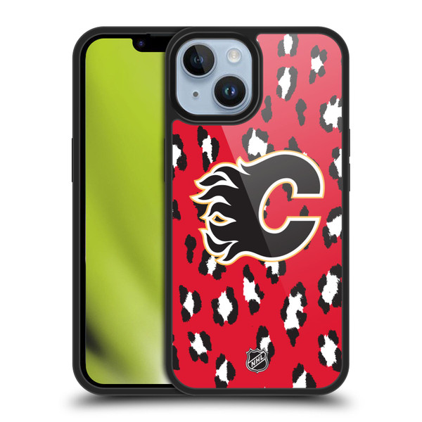 NHL Calgary Flames Leopard Pattern Gel Armour Case For Apple iPhone 14