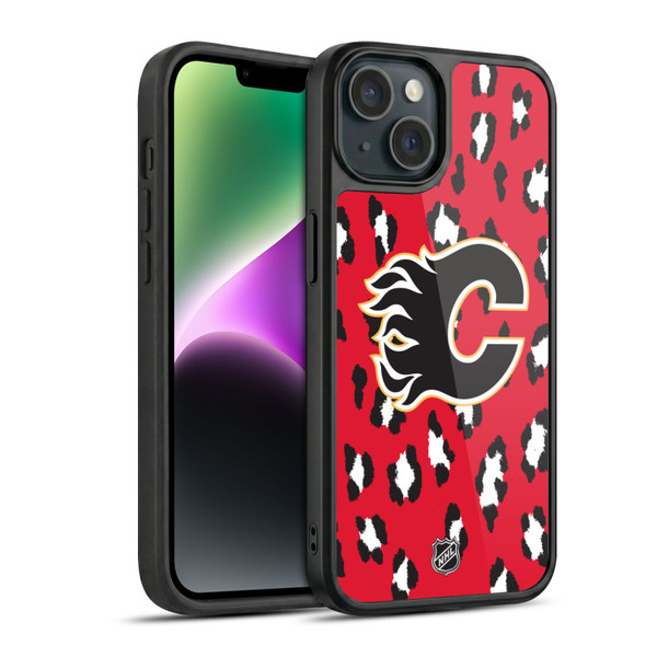 NHL Calgary Flames Leopard Pattern Gel Armour Case For Apple iPhone 14