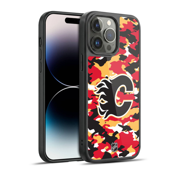 NHL Calgary Flames Camouflage Gel Armour Case For Apple iPhone 14 Pro Max