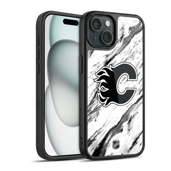 NHL Calgary Flames Marble Gel Armour Case For Apple iPhone 15