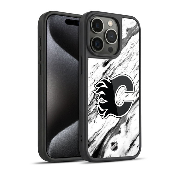 NHL Calgary Flames Marble Gel Armour Case For Apple iPhone 15 Pro