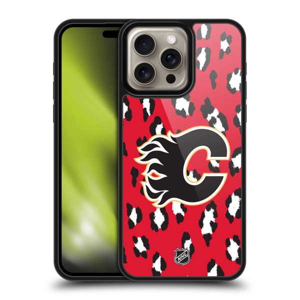 NHL Calgary Flames Leopard Pattern Gel Armour Case For Apple iPhone 16 Pro Max