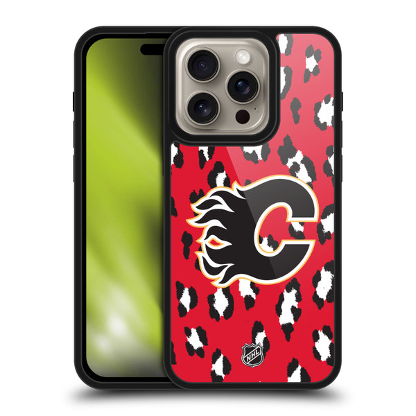 NHL Calgary Flames Leopard Pattern Gel Armour Case For Apple iPhone 16 Pro