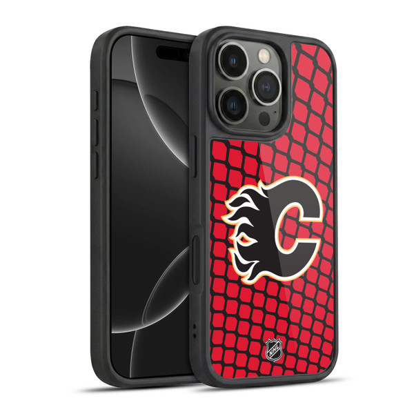 NHL Calgary Flames Net Pattern Gel Armour Case For Apple iPhone 16 Pro