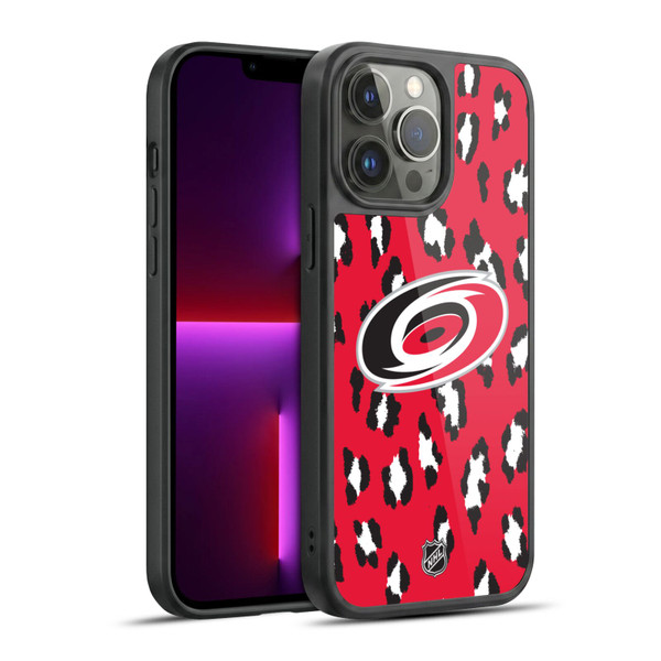 NHL Carolina Hurricanes Leopard Pattern Gel Armour Case For Apple iPhone 13 Pro Max