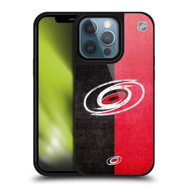 NHL Carolina Hurricanes Half Distressed Gel Armour Case For Apple iPhone 13 Pro