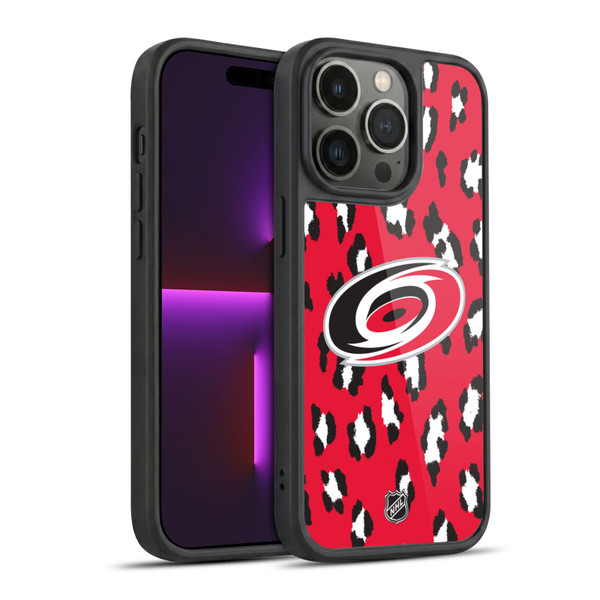 NHL Carolina Hurricanes Leopard Pattern Gel Armour Case For Apple iPhone 14 Pro