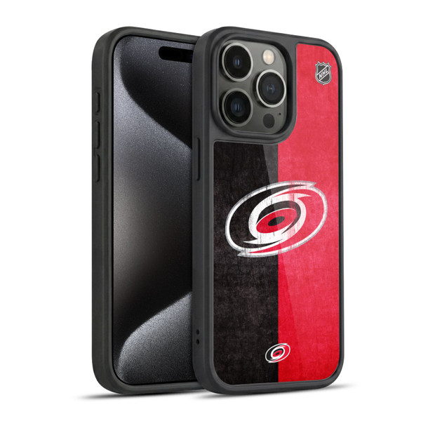 NHL Carolina Hurricanes Half Distressed Gel Armour Case For Apple iPhone 15 Pro