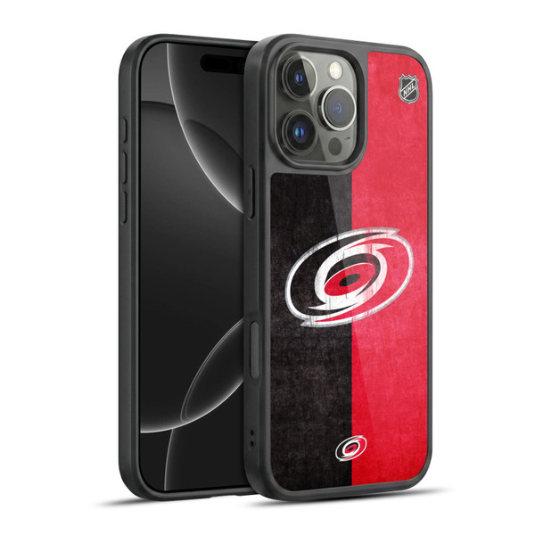 NHL Carolina Hurricanes Half Distressed Gel Armour Case For Apple iPhone 16 Pro Max