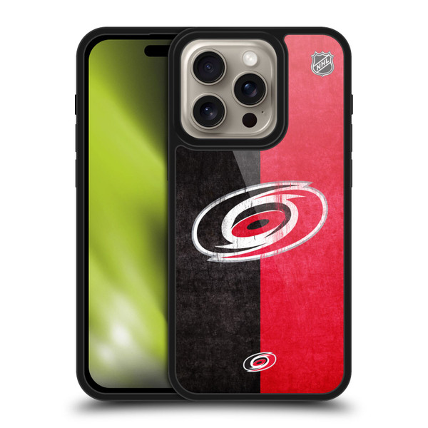 NHL Carolina Hurricanes Half Distressed Gel Armour Case For Apple iPhone 16 Pro
