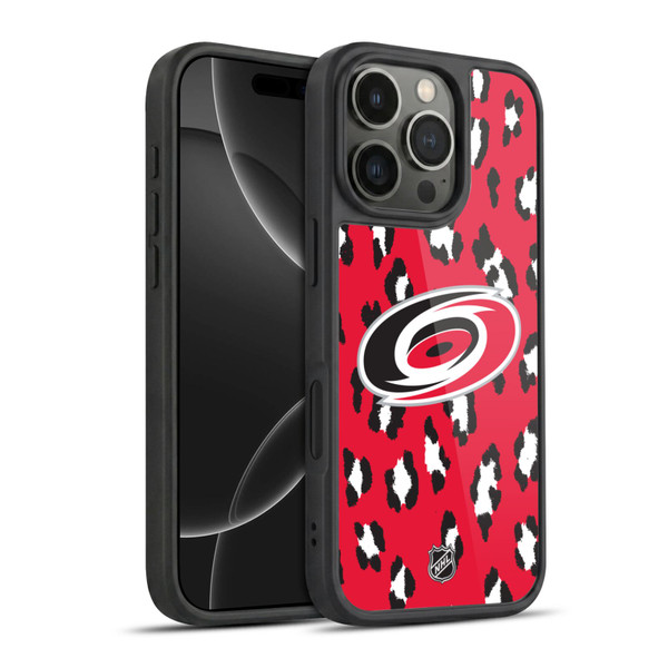 NHL Carolina Hurricanes Leopard Pattern Gel Armour Case For Apple iPhone 16 Pro