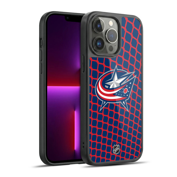 NHL Columbus Blue Jackets Net Pattern Gel Armour Case For Apple iPhone 13 Pro Max