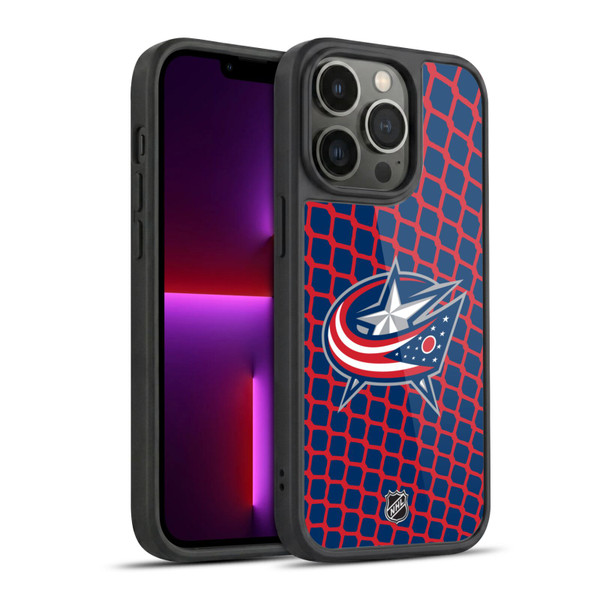 NHL Columbus Blue Jackets Net Pattern Gel Armour Case For Apple iPhone 13 Pro