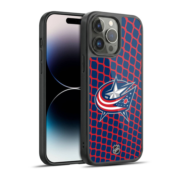 NHL Columbus Blue Jackets Net Pattern Gel Armour Case For Apple iPhone 14 Pro Max