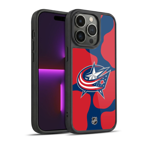 NHL Columbus Blue Jackets Cow Pattern Gel Armour Case For Apple iPhone 14 Pro