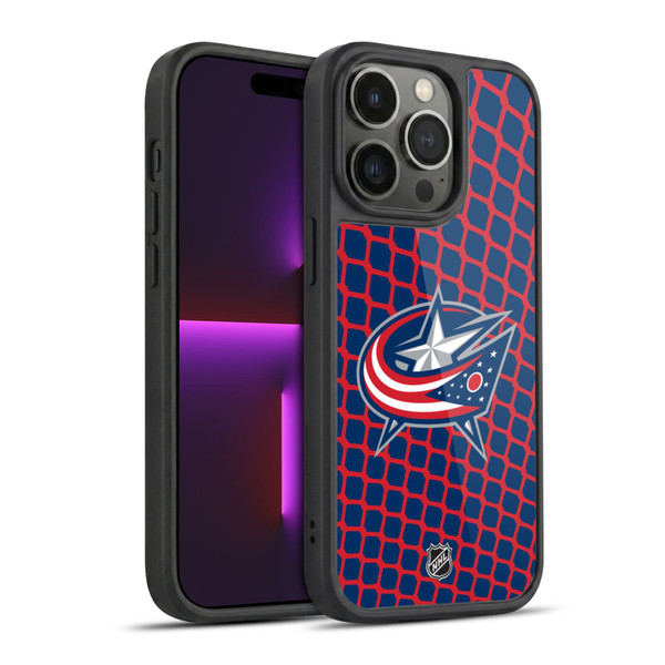 NHL Columbus Blue Jackets Net Pattern Gel Armour Case For Apple iPhone 14 Pro