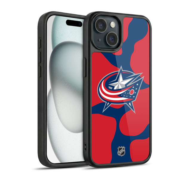 NHL Columbus Blue Jackets Cow Pattern Gel Armour Case For Apple iPhone 15