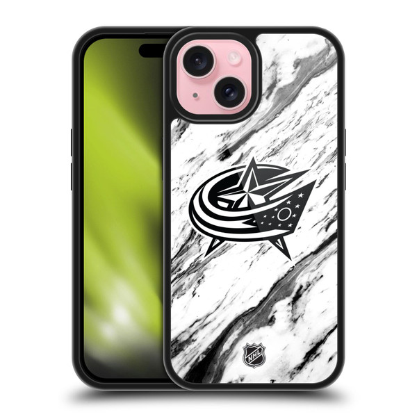 NHL Columbus Blue Jackets Marble Gel Armour Case For Apple iPhone 15