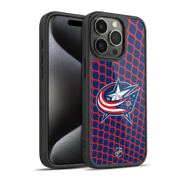 NHL Columbus Blue Jackets Net Pattern Gel Armour Case For Apple iPhone 15 Pro