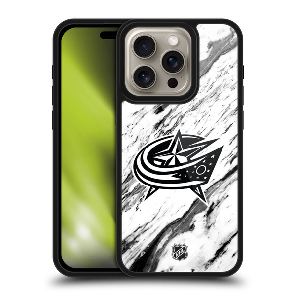 NHL Columbus Blue Jackets Marble Gel Armour Case For Apple iPhone 16 Pro