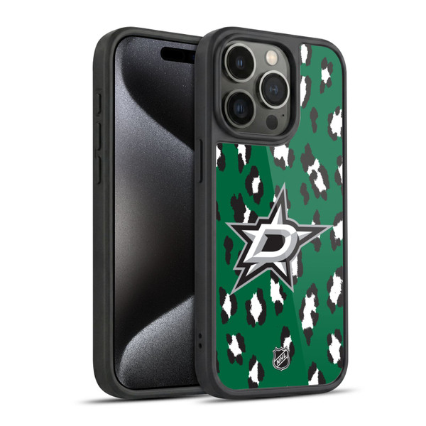 NHL Dallas Stars Leopard Pattern Gel Armour Case For Apple iPhone 15 Pro