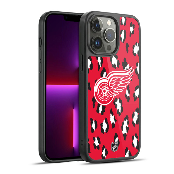 NHL Detroit Red Wings Leopard Pattern Gel Armour Case For Apple iPhone 13 Pro Max